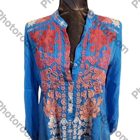 NWT Johnny Was Xs Embroidered, long sleeve tunic top - Picture 8 of 12